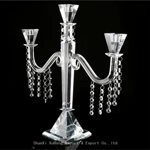 Factory Customized Candle Holder 3 Arms Crystal Candelabra For Wedding Centerpieces thumbnail-1