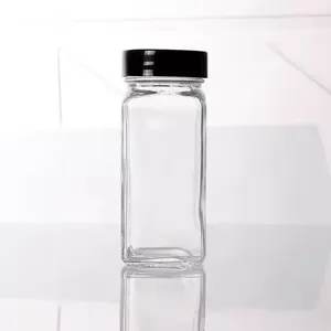 Wholesale 4oz 120ml Square Spice Jar Glass Packing Jar With Sifter And Lid For Salt Spice thumbnail-1
