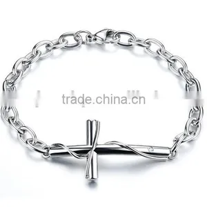 Stainless Steel Bracelets Cross Couple Bracelet Titanium Steel Rose Gold Plating Valentine's Day Gift thumbnail-2
