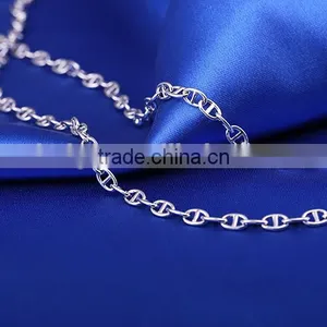 Latest Jewelry Product Designs 2015 Rhodium Plated Flat Curb Chain Sun Necklace thumbnail-5