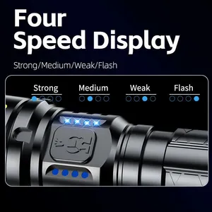 Wholesale 900LM High Brightness White Laser Flashlight Telescopic Zoom Rechargeable Torch With Dual-row Battery Indicator IP44 Waterproof thumbnail-4