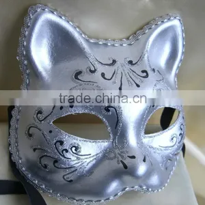 Silver Carnival Mask Cat Shaped Venice Style thumbnail-1