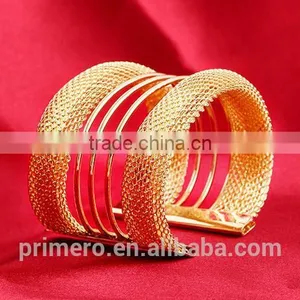 New Hight Quality Gold Wire Mesh Wide Open Cuff Bangle Punk Rock Bracelet Jewelry thumbnail-3