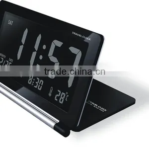 Promotional Multi-functional Flip Travel Clock / Mini LCD Folding Clock With World Time/ Electronic Items Manufacturer OEM/ODM thumbnail-2