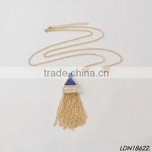 Triangle Montana Stone With Gold Tassel Necklace thumbnail-2