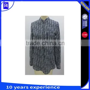 100% Cotton Print Shirt Long Sleeve Stand Collar Single Front Pocket Casual Women thumbnail-1