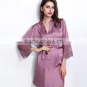 New Arrival Women's Robes Free Shipping Sleepwear Bathrobes for Female High Quality Silk Nightwear V-neck With Waistband Hot thumbnail-2