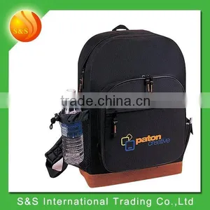 Faux Leather Bottom Wholesale Backpack With Drink Bottle Holder thumbnail-1