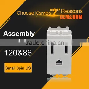 Small 3 Pin Function Modular for us Socket thumbnail-1