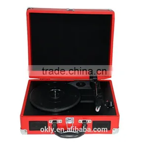 China Portable Bluetooth Recording Turntable Player Suitcase Style With MP3 Convert thumbnail-1