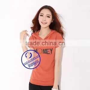 100 Cotton Custom Printed Women Short Sleeve Sweatshirt Hoodies With Hood thumbnail-2