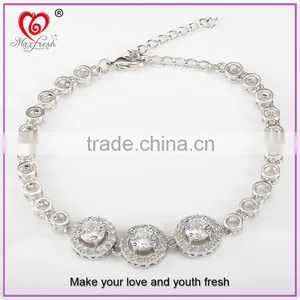 TOP Cubic Zirconia Tennis Bracelet Platinum Plated Copper Jewelry for Lady thumbnail-1