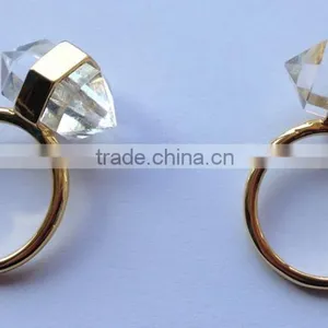 2015 Hot Jewelry 925 Sterling Silver Gemstone Ring With Double Point Rock Crystal Clear Quartz Gemstone Wedding Ring thumbnail-1