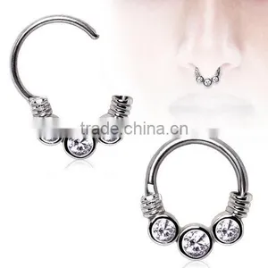 Gems Septum Nose Ring Clicker Hanger thumbnail-1