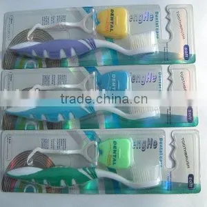 Nylon Bristle Tooth Brush With Dental Floss and Dental Floss Pick thumbnail-1