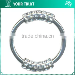 Crystal Rhinestone Triangle Black Acrylic Stone Connector Rhodium Metal Belt Buckle thumbnail-2