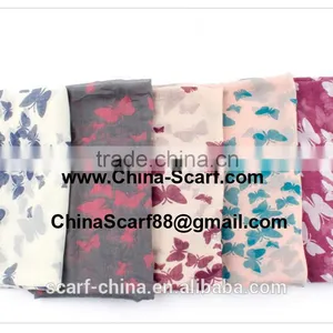 Women Scarves Wholesale Printing Monochrome Butterfly thumbnail-4