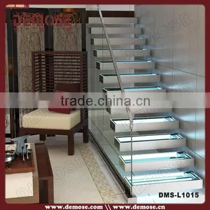 LED Glass Stairs/ Indoor Led Stair Light/steel Structure Staircase thumbnail-1