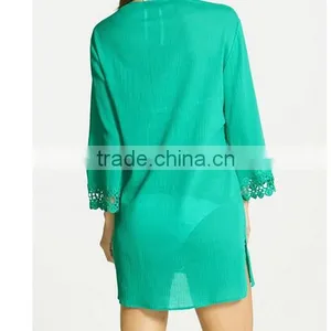 Women Fashion Hollow Out Embroidered Attractive Bikini Beach Holiday Blouse thumbnail-5