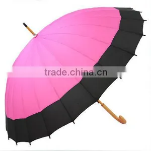 Fashion 16k Straight Edge Wind Breaker Umbrella Wooden thumbnail-2