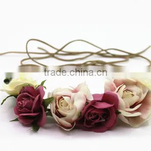 Elegant Girls Fabric Rose Flower Bando Lace-up Flower Headband thumbnail-5