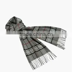 Classic Grey Plaid Winter Acrylic Scarf thumbnail-1