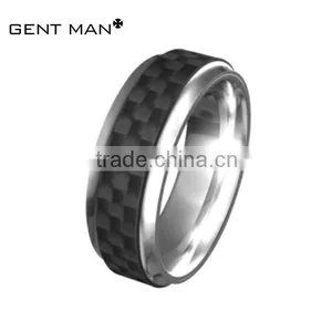 Fashion Jewelry 2016 for Man Titanium Wedding Band Ring Black Carbon Fiber Ring Wedding Rings thumbnail-1