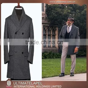 Popular Custom Made Grey Double Breasted Overcoat Men thumbnail-1
