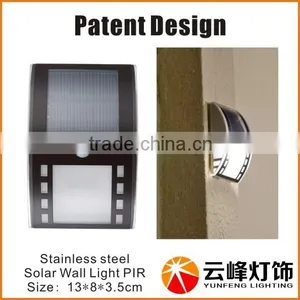 3 LED Stainless Steel Motion Sensor Solar Wall Light Outdoor LED Solar Wall Light PIR thumbnail-5