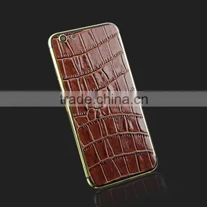 Croco/bull Leather Gold 24ct Plat Back Housing Bezel for IPhone 6 Plus, 5.5 Inch thumbnail-1