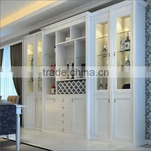 Plain White Wood and Glass Wine Cabinet for Dinning Room Furniture thumbnail-2