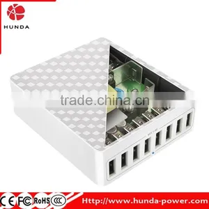 HUNDA New Arrival 5V/12A 8 Ports Intelligent Multi Desktop USB Charger- White thumbnail-1