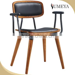Wholesale French Stackable Imitation Wood Chair, Arm Chair Aluminum Bistro Chair With pu Leather Seat thumbnail-1