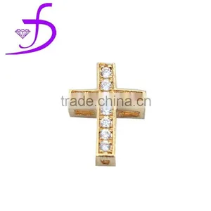 Bulk Sale 925 Sterling Silver Tiny Cross Pendant With CZ thumbnail-1