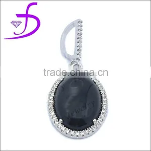 Wholesale Natural Stone Pendant Hottest Silver Jewellery Black Stone Pendant thumbnail-1
