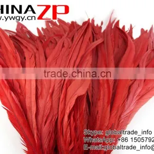 Gold Supplier ZPDECOR Decorative 40-45cm Length Red Chicken Fully Dyed Roosters Feathers for Sale thumbnail-2
