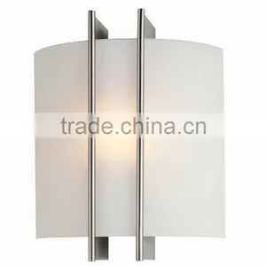 Polished Steel 60-watt Wall Sconce With Frost Glass Shade thumbnail-1