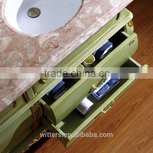 Spain Style Bathroom Vanity Furniture Hand Paining Green Solid Wood WTS808 thumbnail-2