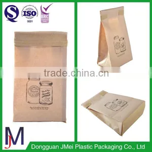 Standing Side Gusset PE Lined Kraft Paper Packaging Quad Seal Flat Block Bottom Coffee Bags thumbnail-2