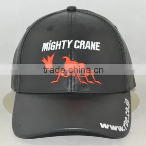 Professional Custom 6 Panel /embroidered Logo/leather/black Baseball Cap thumbnail-1