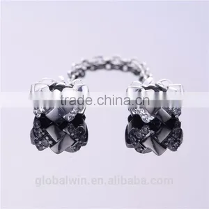 Wholesale Silver Charm Elegance Safety Chain With Crystal Stone Large Hole 925 Sterling Silver Safety Chain DIY Pendant Charm thumbnail-6