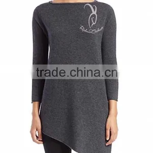 Fashion Irregulat Round Neck Pure Cashmere Sweater thumbnail-1