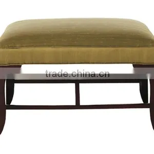 Tall Velvet Wooden Ottoman thumbnail-1