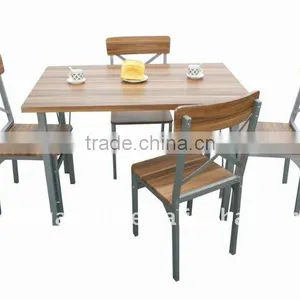 Steel and MDF With Walnut PVC Dining Table Set thumbnail-1