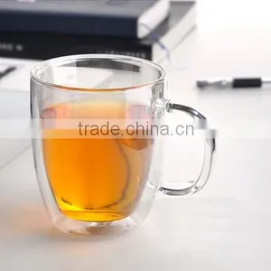 Heat Resistant Glass Double Deck Glass 350 Ml/Sanzo Custom Glassware Manufacturer Borosilicate Hand Made Double Wall Glass With thumbnail-3