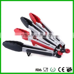 Black/ Red Handle Food Tongs for Cooking, BBQ Grill thumbnail-2