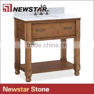 36 Inch Industrial Single Wooden Base With Cararra White Top thumbnail-1