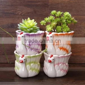 New Design Peacock Shape Ceramic Decorative Animal Planters thumbnail-1