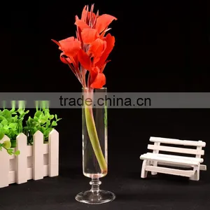 Simple Home Decor Cylinder Glass Vase With Stem for Flower Arrangement thumbnail-2