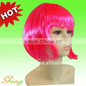 Cosplay Costume Ball Periwig Red Short Human Hair Wigs thumbnail-1